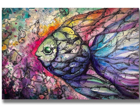 Πίνακας Καμβάς 252SGH1483 100x70cm Multi Wallity Οριζόντιοι Ξύλο, Καμβάς