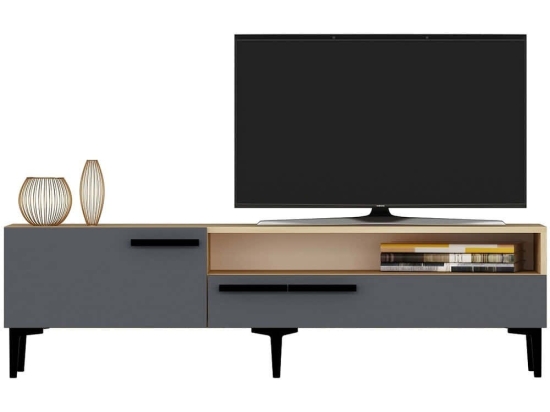 Έπιπλο Tηλεόρασης Zera 475OLV1104 150x35x50cm Oak-Anthracite