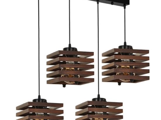 Φωτιστικό Οροφής - Ράγα Cara 534LUN3346 65x18x70cm 4xE27 40W Brown Opviq