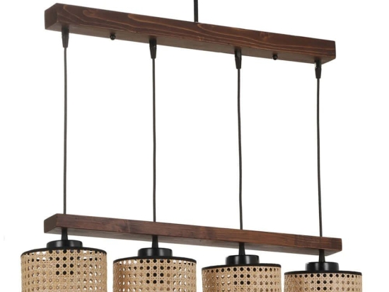Φωτιστικό Οροφής - Ράγα David 534LUN3394 65x15x80cm 4xE27 40W Brown-Natural Opviq