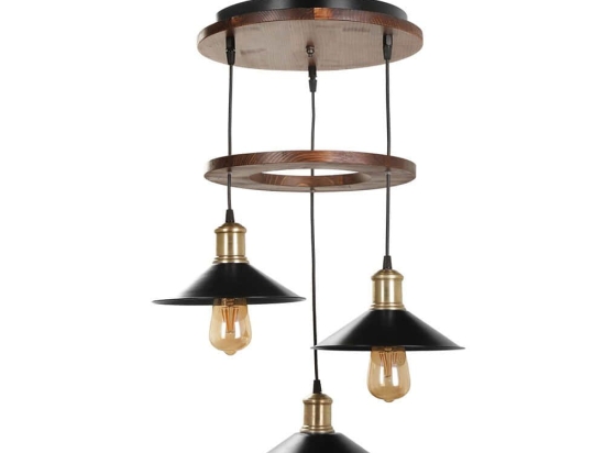 Φωτιστικό Οροφής David 534LUN3409 Φ35x80cm 3xE27 40W Brown-Black Opviq