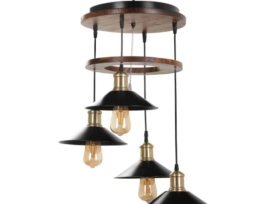 Φωτιστικό Οροφής David 534LUN3411 Φ35x80cm 4xE27 40W Brown-Black Opviq