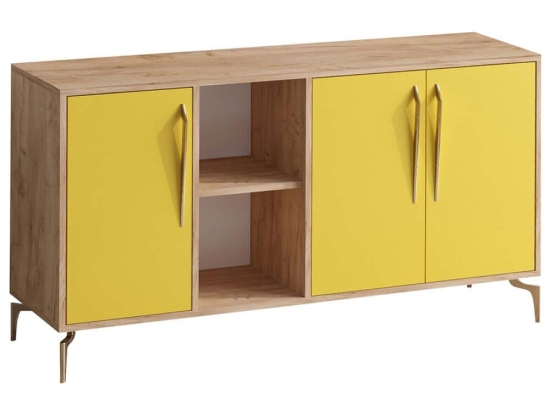 Μπουφές Suder 811MDD4115 140x40x86cm Yellow-Oak Μοριοσανίδα, Μέταλλο