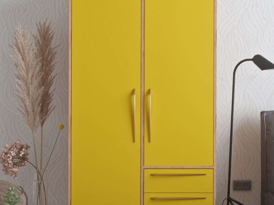 Ντουλάπα Δίφυλλη 811MDD4126 100x52x190cm Oak-Yellow Δίφυλλη