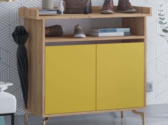 Παπουτσοθήκη Solea 811MDD4127 100x35x102cm Oak-Yellow Μοριοσανίδα, Μελαμίνη