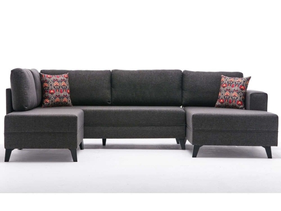 Καναπές - Κρεβάτι Γωνιακός Efsun 825BLC2528 300x202x78cm Anthracite