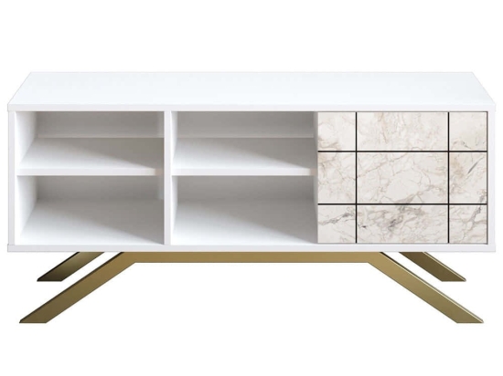 Έπιπλο Τηλεόρασης North 788DEC4035 130x58,6x38,6cm Marble Effect White