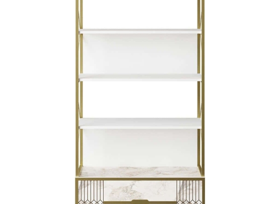 Βιβλιοθήκη Frida 788DEC4049 89,3x35,2x191cm Marble Effect White-Gold