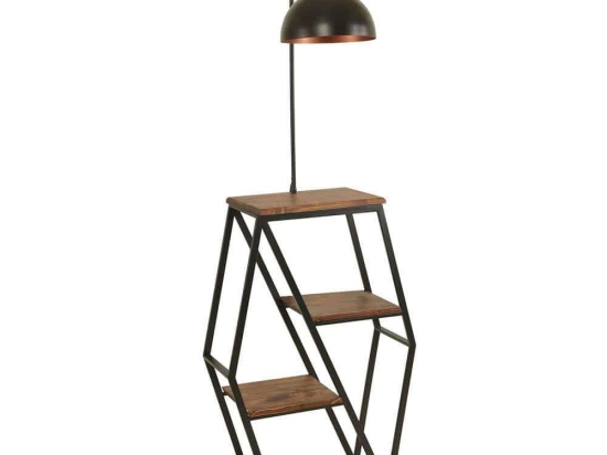 Φωτιστικό Δαπέδου Με Ραφάκια Sembol 534LUN4127 38x25x165cm E27 40W Walnut-Black Opviq