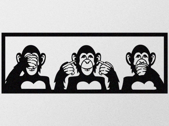 Διακοσμητικό Τοίχου Three Monkeys 279ENZ1136 100x36cm Black Wallity Μέταλλο