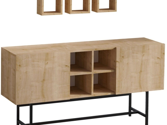 Μπουφές Με Ράφια Odette (Σετ 4Τμχ) 793ELG1807 150x40x80cm Oak