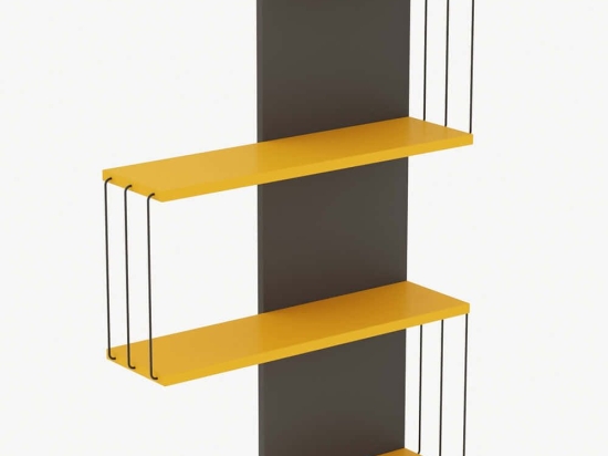 Ραφιέρα Τοίχου Cambel 854KLN1738 64x19x96cm Anthracite-Yellow