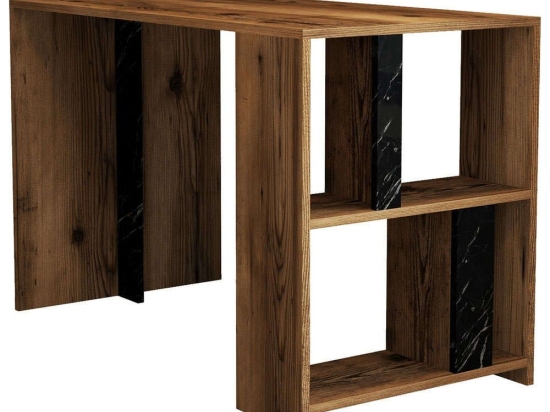 Γραφείο Lima 845HCT3840 120x60x75,4cm Marble Effect Black-Walnut