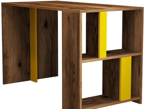 Γραφείο Lima 845HCT3844 120x60x75,4cm Walnut-Yellow