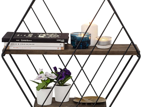 Ραφιέρα Τοίχου Liliales 491CRT1133 44x15x40cm Walnut-Black