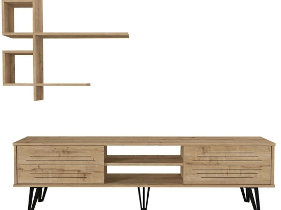 Σύνθεση Τηλεόρασης Fred 804TRH3068 180x35x51cm Oak-Black