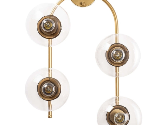 Φωτιστικό Τοίχου - Απλίκα Jewel 942FLG2115 40x26x62cm 4xE14 15W Gold-Clear Opviq