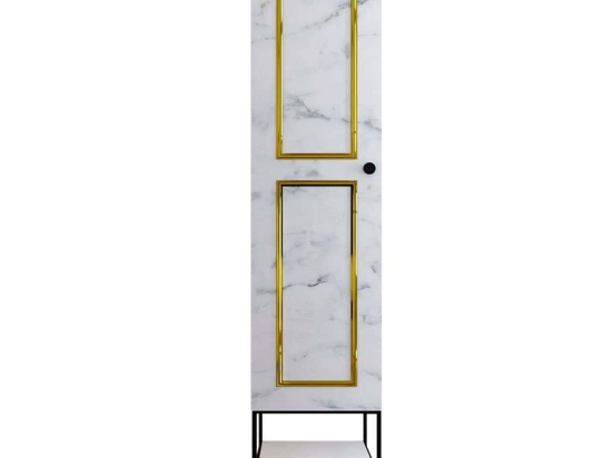 Ντουλάπα Μονόφυλλη Martin 801CMY3437 42x50x200cm Marble Effect White-Gold Μονόφυλλη