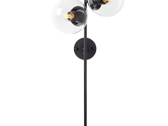 Φωτιστικό Τοίχου - Απλίκα Fazli 942FLG2148 32x27x72cm 2xE14 40W Clear-Black Opviq