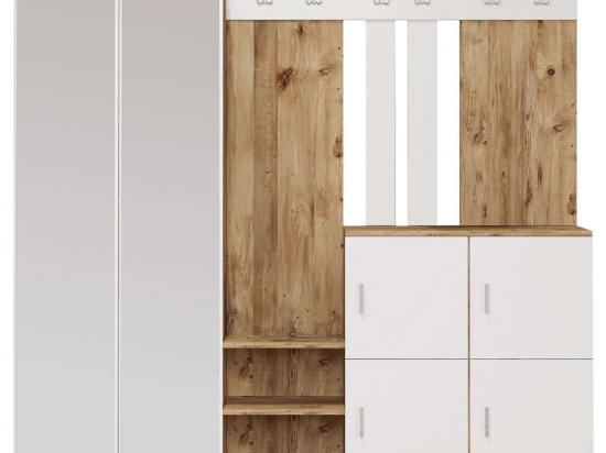 Έπιπλο Εισόδου 956LCS2810 187,2x37,5x180cm Pine-White Μοριοσανίδα, Μελαμίνη