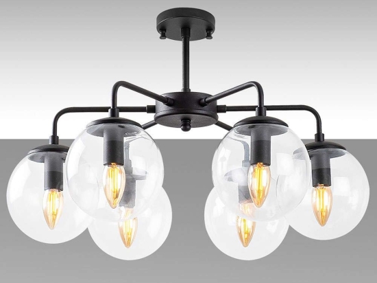 Φωτιστικό Οροφής - Πλαφονιέρα Viran 942FLG1358 56x56x43cm 6xE14 40W Black-Clear Opviq