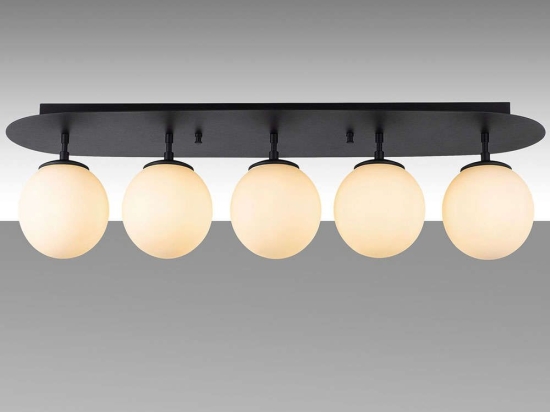 Φωτιστικό Οροφής - Πλαφονιέρα Well 942FLG1395 90x23x25cm 5xE14 40W Black-White Opviq
