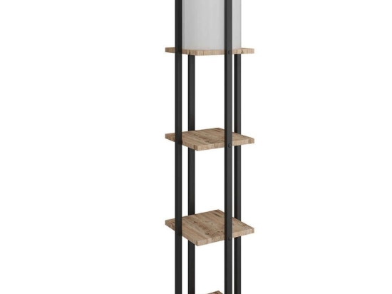 Φωτιστικό Δαπέδου Με Ραφάκια Nora 390FLH1148 21x135cm E27 60W Natural-Black Opviq