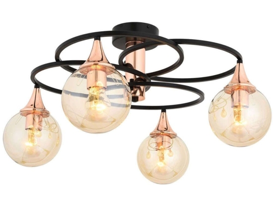 Φωτιστικό Οροφής - Πλαφονιέρα 683AVN1127 Φ60x31cm 4xE27 6W Black-Bronze Opviq