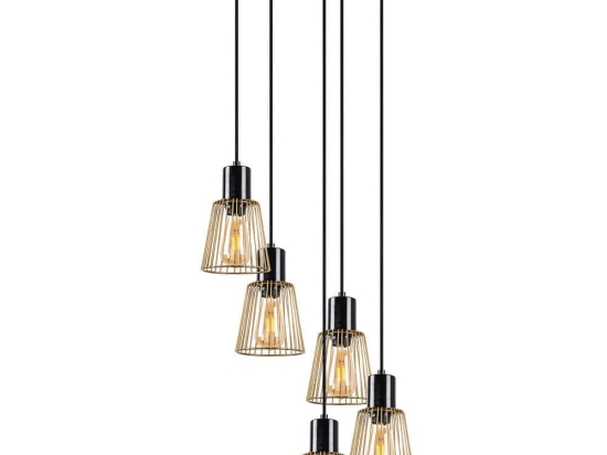Φωτιστικό Οροφής Kemtel 942FLG1462 48x48x115cm 5xE27 40W Gold Opviq
