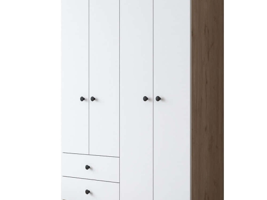 Ντουλάπα Τετράφυλλη 893RAN4544 120x42,5x170cm Oak-White Τετράφυλλη