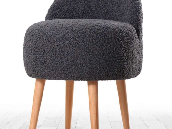 Σκαμπό Rufmee Μπουκλέ 209FLF1153 48x42x47cm Dark Grey-Natural