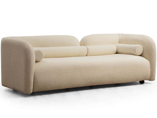 Καναπές Τριθέσιος Victoria Μπουκλέ 859FTN2041 228x90x74cm Cream