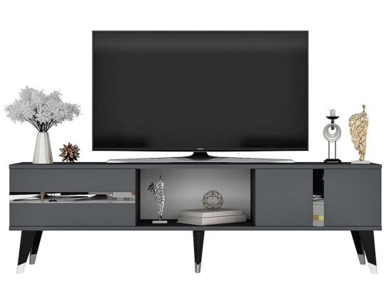 Έπιπλο Τηλεόρασης Vania 475OLV1152 150x50x29,6cm Anthracite-Silver