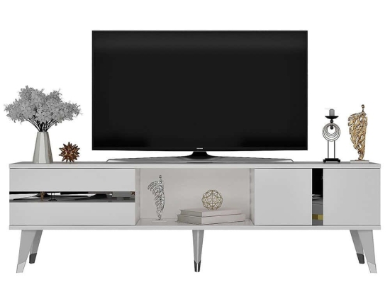 Έπιπλο Τηλεόρασης Vania 475OLV1153 150x50x29,6cm White-Silver