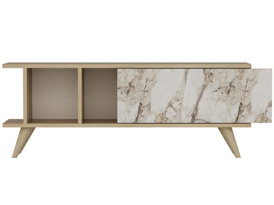 Έπιπλο Tηλεόρασης Liberty 327ODS1123 120x30x45cm Marble Effect White-Oak