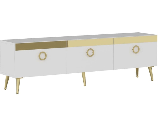 Έπιπλο Tηλεόρασης Safar 327ODS1127 150x30x45cm White-Gold