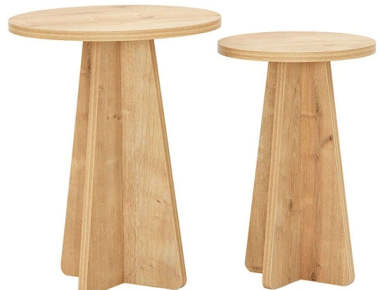Τραπεζάκια Βοηθητικά Mushroom (Σετ 2Τμχ) 552NOS2273 40x40x50/30x30x45cm Oak
