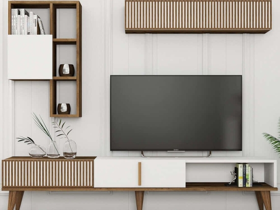 Σύνθεση Τηλεόρασης Milan 845HCT3109 180x35x40cm Walnut-White