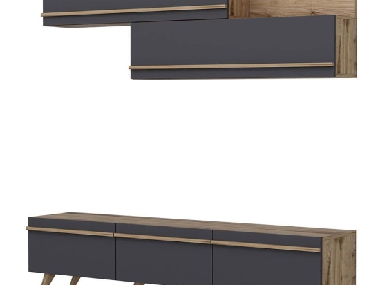 Σύνθεση Τηλεόρασης Amsterdam 382NRC1134 180x35x42cm Anthracite-Natural