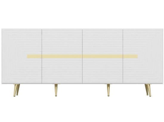 Μπουφές Jose 506MNR1302 180x47x75cm White-Gold Μοριοσανίδα, Μελαμίνη