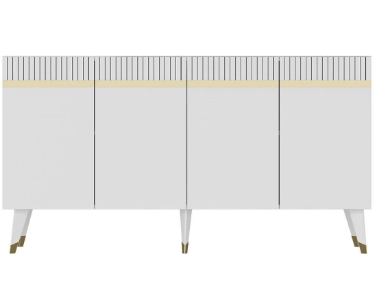 Μπουφές Defne 475OLV1741 150x40x80cm White-Gold Μοριοσανίδα, Μελαμίνη