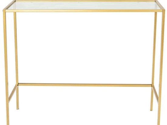 Κονσόλα Canvas 706CLN1122 100x30x80cm Gold Μέταλλο,Γυαλί