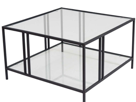 Τραπέζι Σαλονιού Uranus 706CLN1133 80x80x40cm Black-Clear