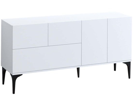 Μπουφές 393MRD1315 150x35x75cm White-Black Μοριοσανίδα, Μελαμίνη