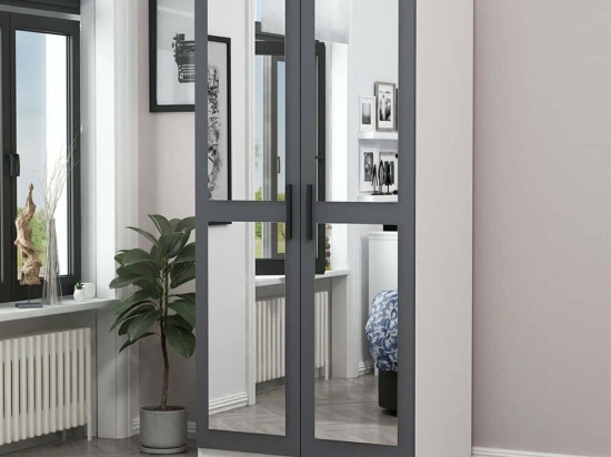 Ντουλάπα Δίφυλλη Kale 506MNR2157 90x52x210cm Anthracite-White Δίφυλλη