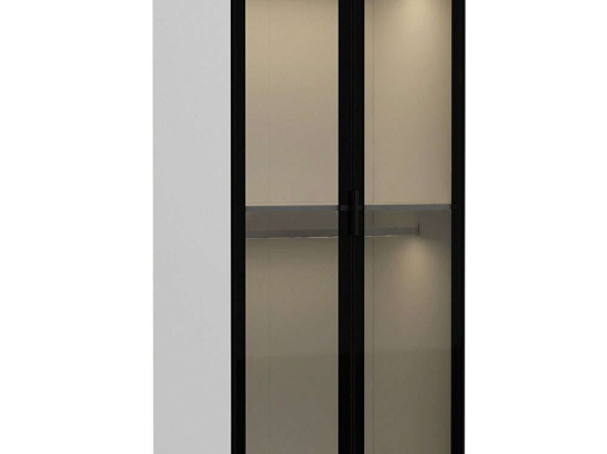 Ντουλάπα Δίφυλλη Kale Glass 506MNR2167 90x52x210cm Black-White Δίφυλλη