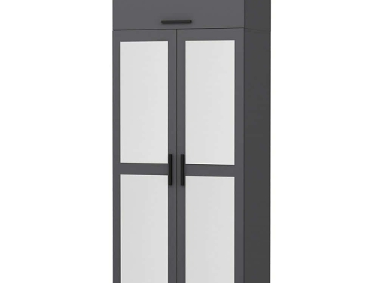 Ντουλάπα Δίφυλλη Με Πατάρι Kale 506MNR2224 90x52x255cm Anthracite Δίφυλλη
