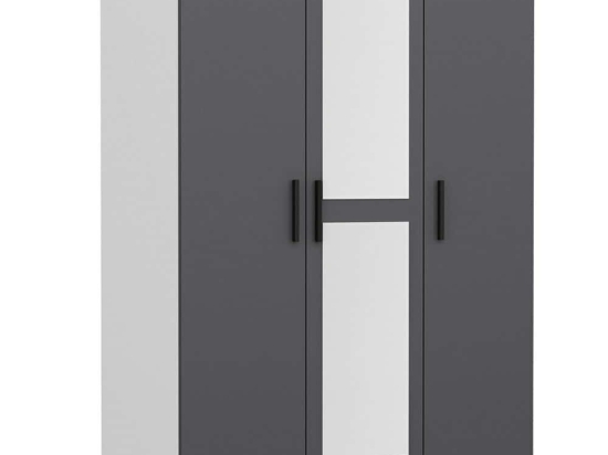 Ντουλάπα Τρίφυλλη Kale 506MNR2264 135x52x210cm Anthracite-White Τρίφυλλη