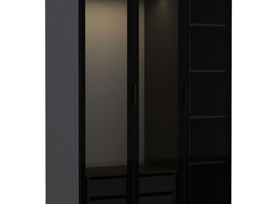 Ντουλάπα Τρίφυλλη Kale 506MNR2272 135x52x210cm Anthracite-Black Τρίφυλλη
