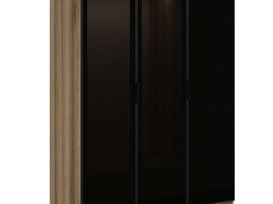Ντουλάπα Τρίφυλλη Kale 506MNR2285 135x52x210cm Oak-Black Τρίφυλλη